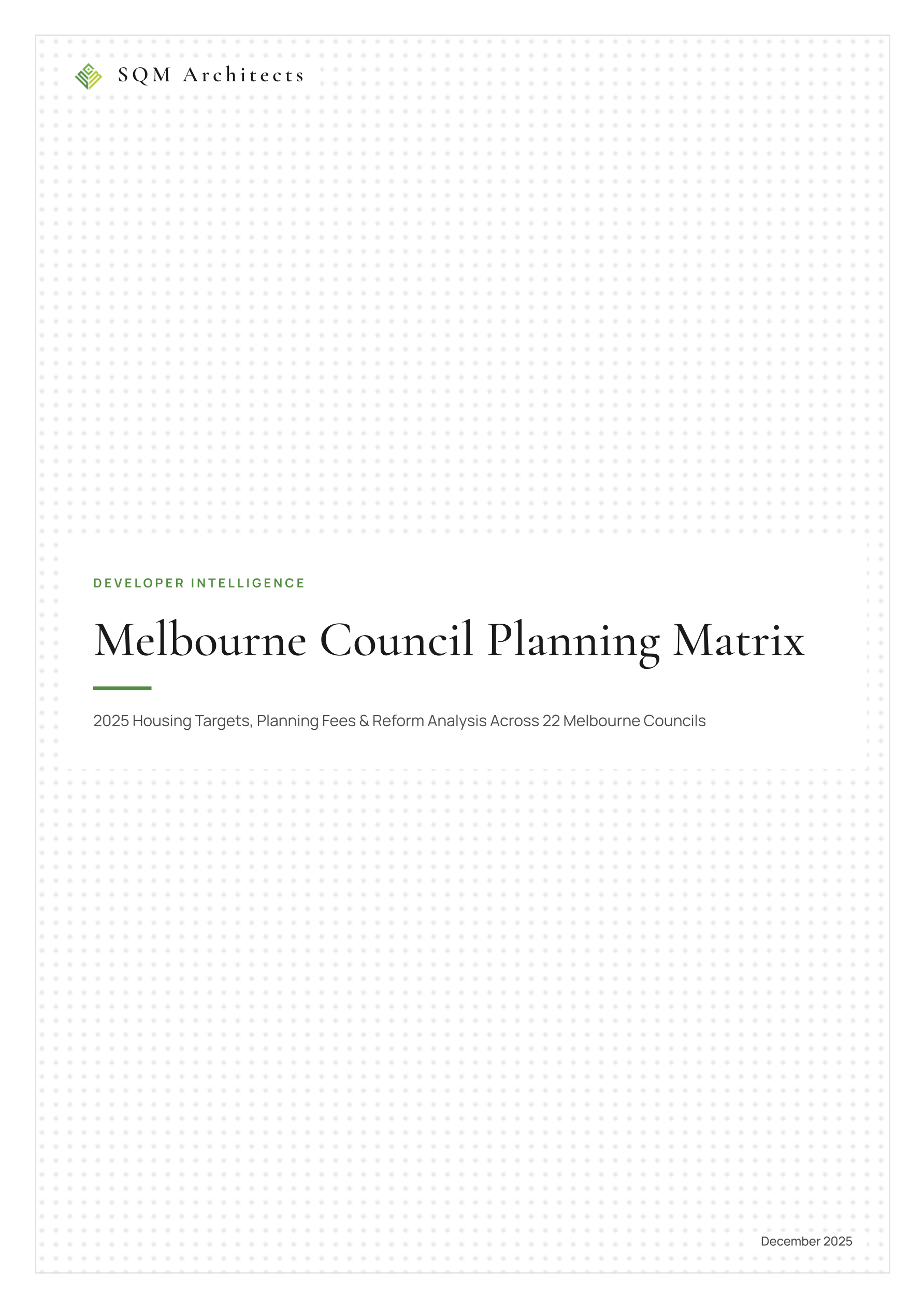 Melbourne Council Planning Matrix