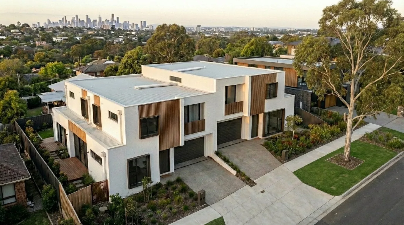 Doncaster Duplex - Aerial View Showing Side-by-Side Layout