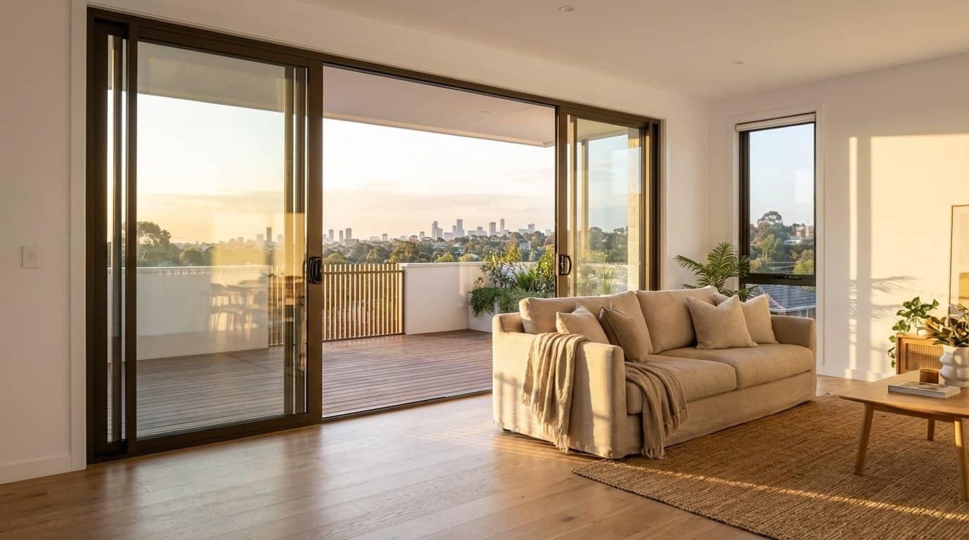 Doncaster Duplex - Living Room with City Views