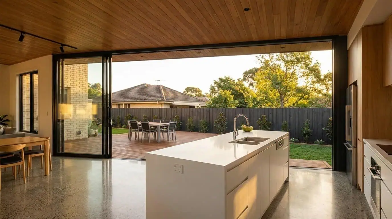 Rowville Pavilion - Open Plan Kitchen with Island Bench and Garden Views