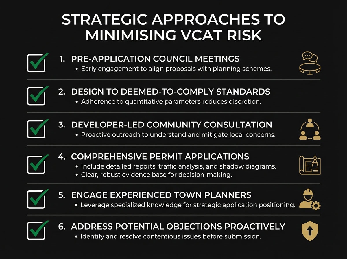 VCAT risk minimisation checklist for Victorian property developers planning medium-density residential projects