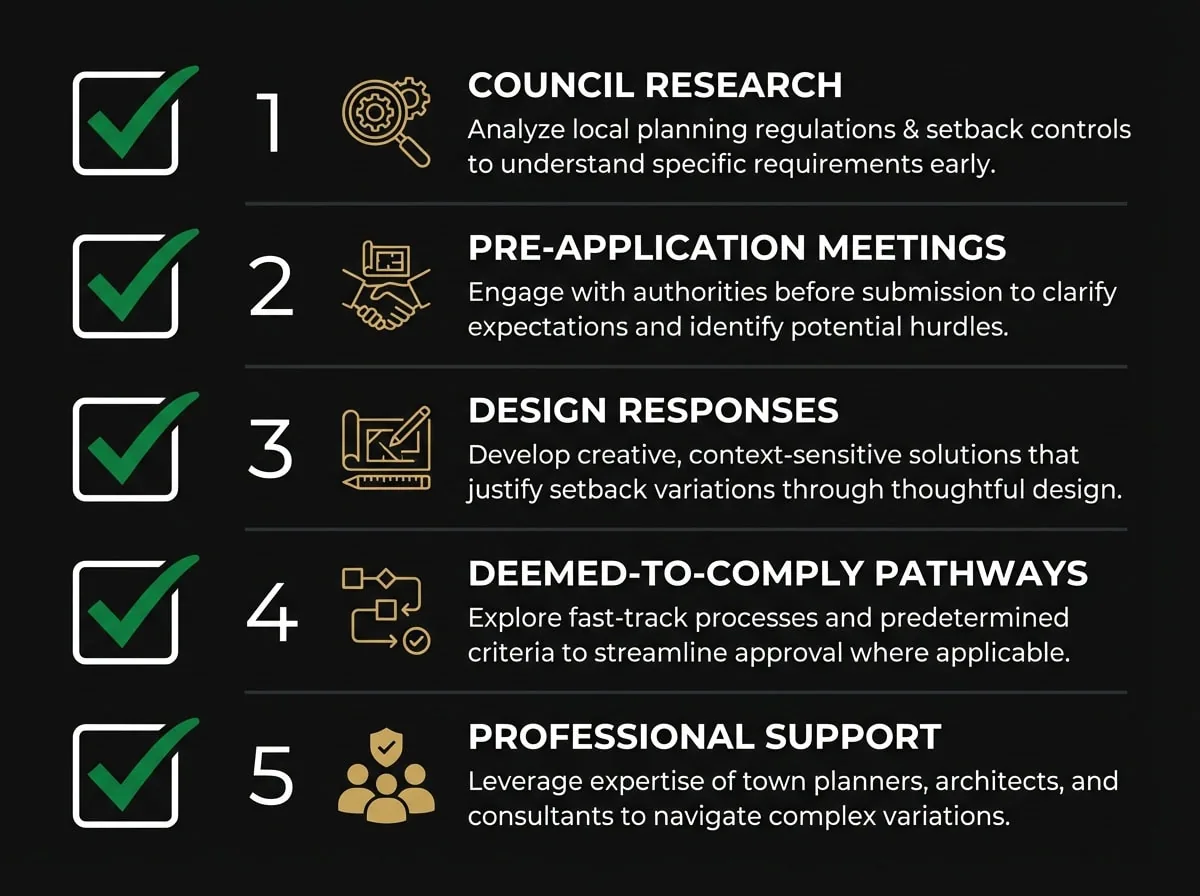 Building setback variation strategy checklist for Victorian planning permit applications