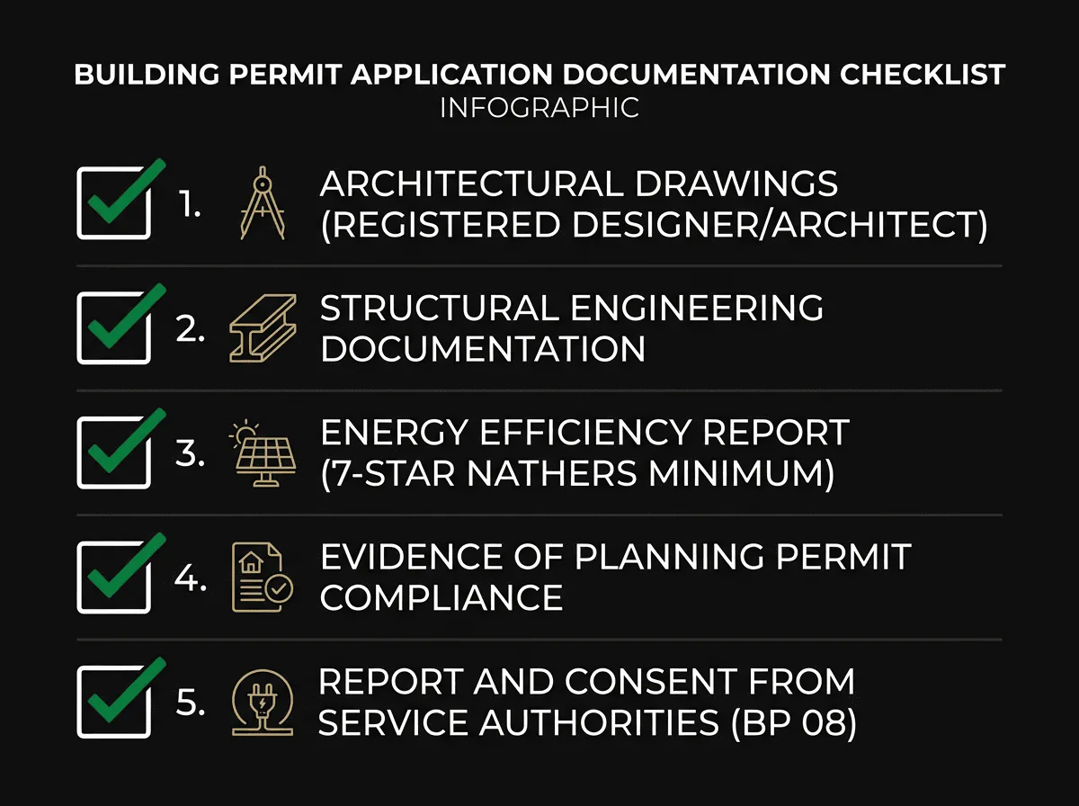 Victorian building permit application documentation checklist for Melbourne residential developers