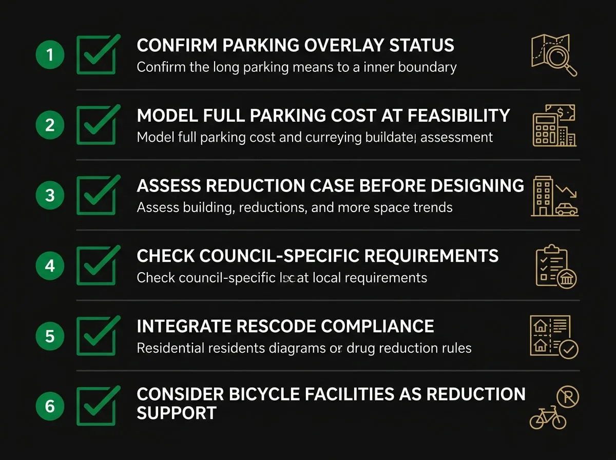 Pre-lodgement car parking compliance checklist for Melbourne planning permit applications under Clause 52.06